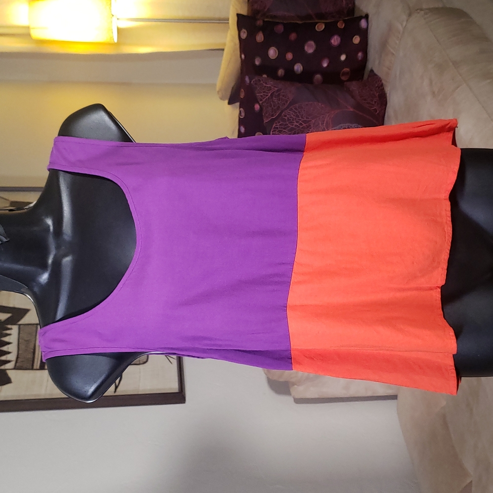 Guess Purple and orange color block top
